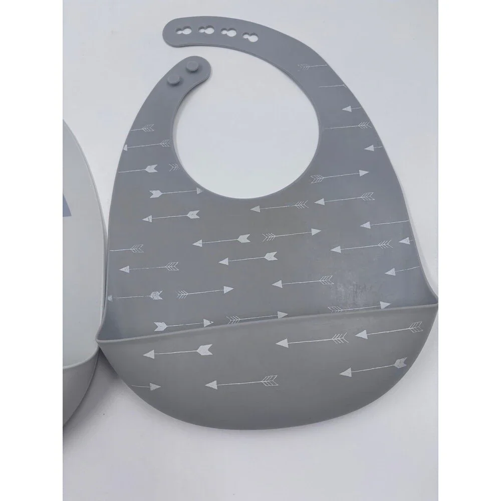 Cloud Island Silicone Baby Bibs Set Gray Fox Face & White Arrows
